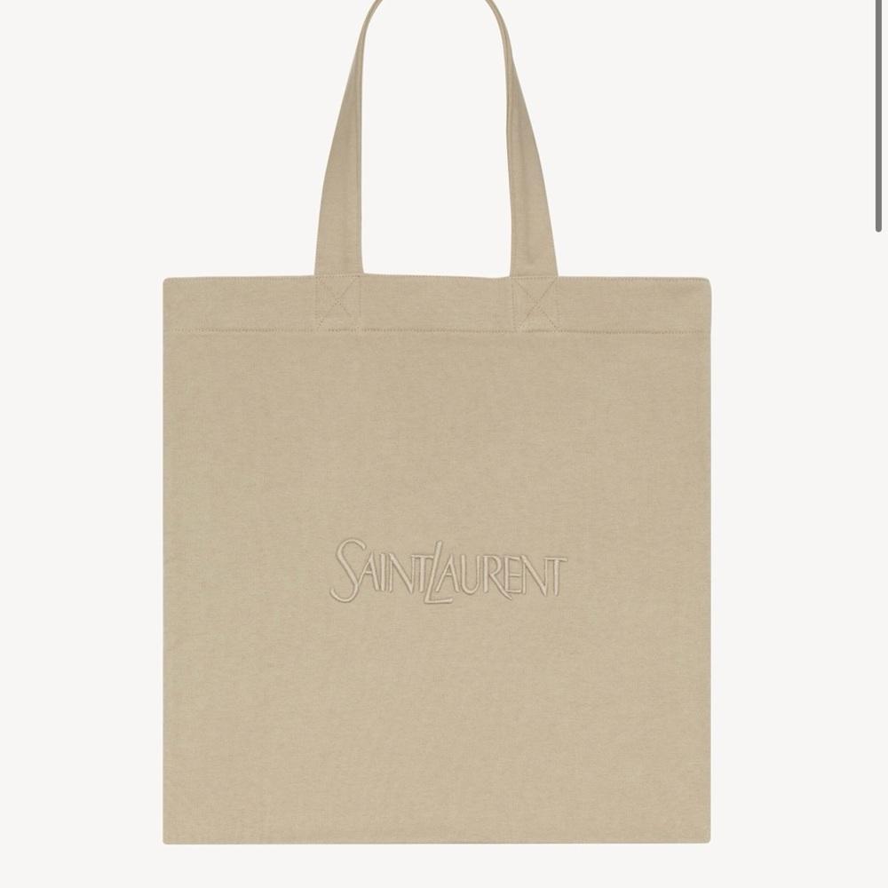 Saint Laurent Tan Canvas Tote Bag